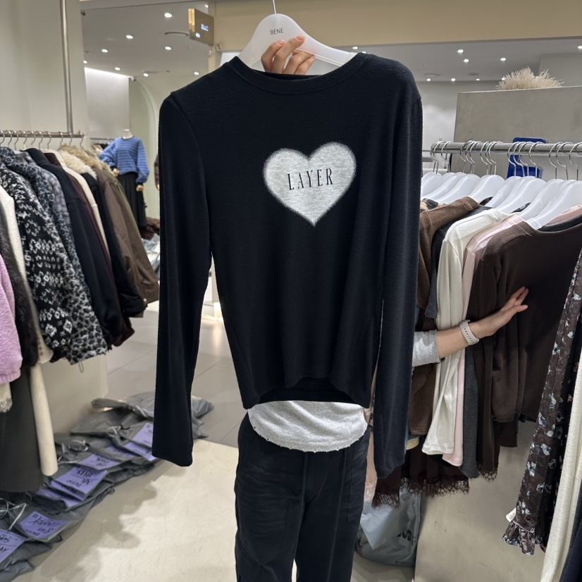 BENE韓國代購女士新款熱賣推薦休閑時尚真品人氣長袖T恤SHOP BENE_Bene長袖T恤圖色6黑色