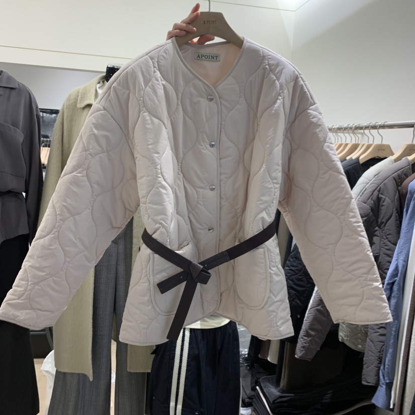 A POINT韓國直郵女裝新品真品人氣短款棉服包含腰帶羽絨服A POINT短款棉服圖色3