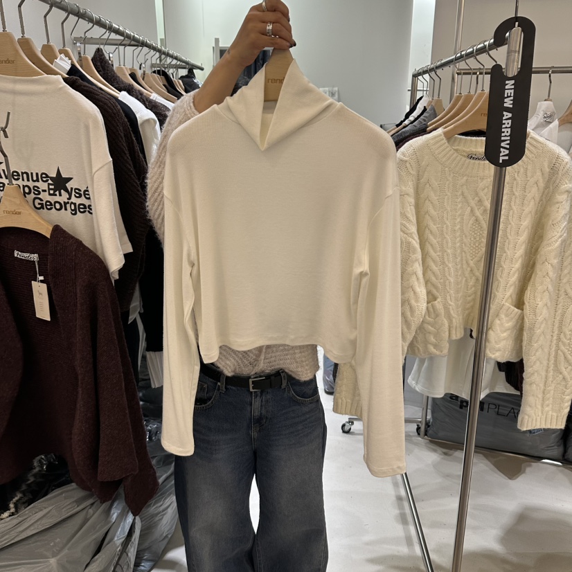 RENDER東大門實拍女士新品推薦休閑真品時尚長袖T恤高領短款RENDER長袖T恤圖色1