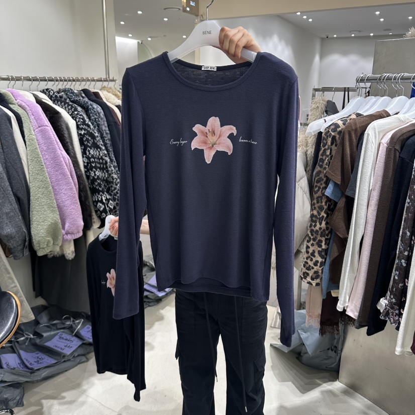 BENE韓國直郵女裝新品推薦人氣時尚休閑真品熱賣長袖T恤SHOP BENE_Bene長袖T恤圖色5藍色
