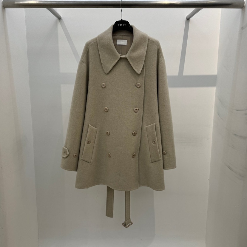EDIT東大門代購女裝新品人氣熱賣真品休閑中長款大衣含腰帶EDIT中長款大衣圖色1