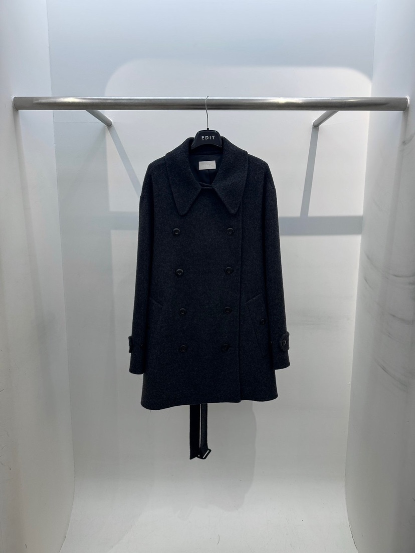 EDIT東大門代購女裝新品人氣熱賣真品休閑中長款大衣含腰帶EDIT中長款大衣圖色2