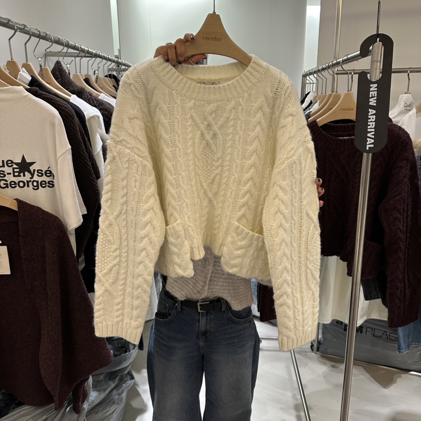 RENDER東大門代購女裝新款推薦真品人氣毛衣麻花針織口袋RENDER毛衣圖色1