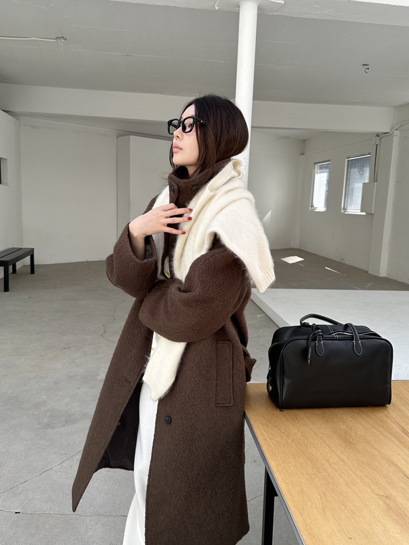 UNBOUND韓國代購女裝新款休閑時尚熱賣中長款大衣含腰帶羊駝UNBOUND中長款大衣