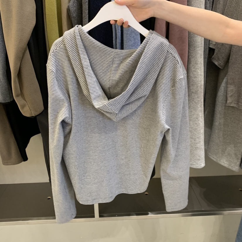 FAVE/FAVOURITE東大門直郵女裝新品推薦長袖T恤連帽衫條紋FAVE/FAVOURITE長袖T恤