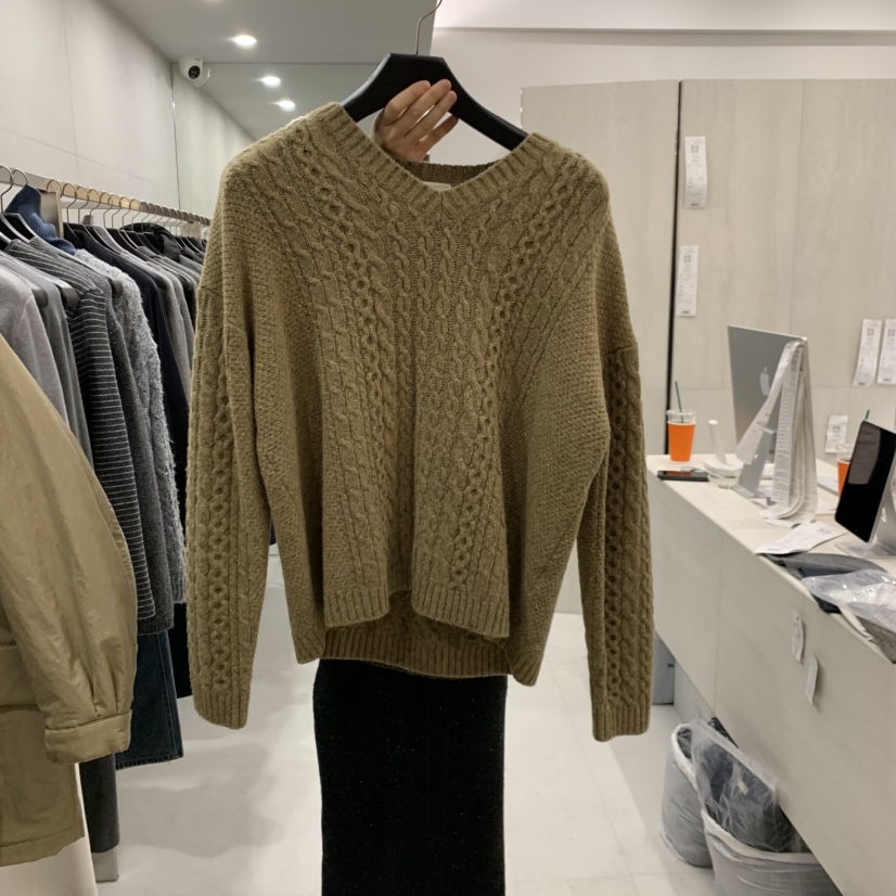 ETTER-B東大門代購女裝新品推薦人氣休閑熱賣真品毛衣V領ETTER-B毛衣圖色1米黃