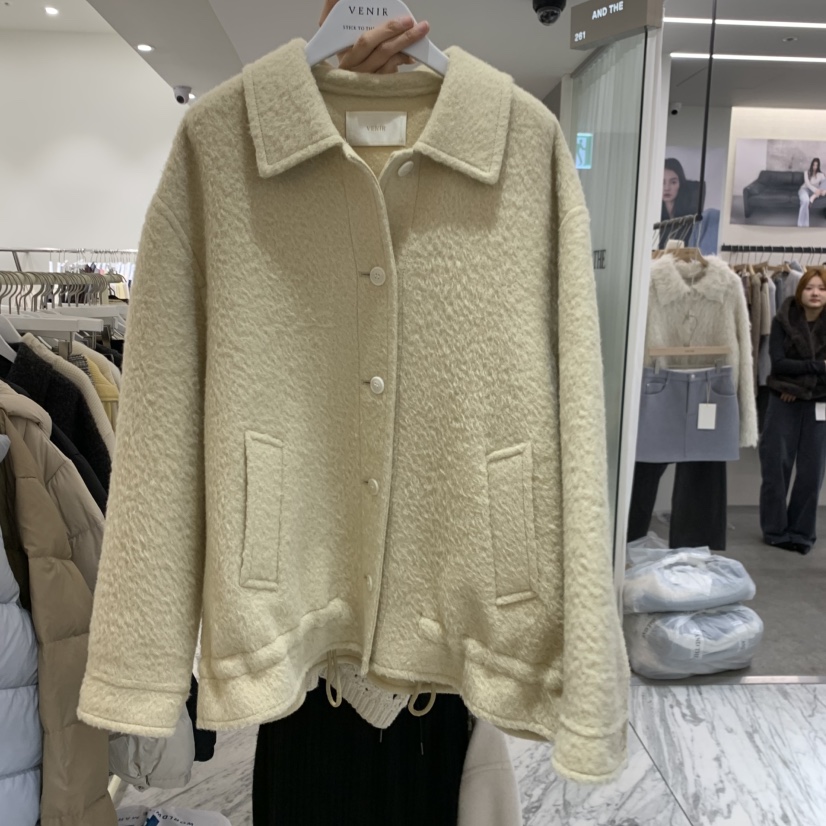 VENIR-A韓國直郵女士新品推薦真品職業休閑時尚短款大衣VENIR-A短款大衣圖色3黃