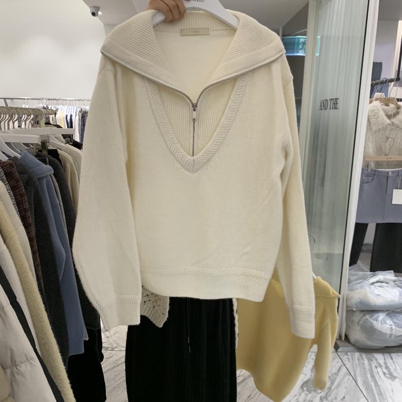 VENIR-A東大門實拍女裝新品人氣時尚推薦休閑毛衣假兩件VENIR-A毛衣圖色2
