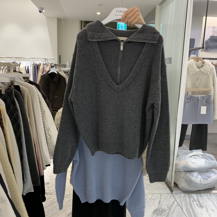 VENIR-A東大門實拍女裝新品人氣時尚推薦休閑毛衣假兩件VENIR-A毛衣圖色3