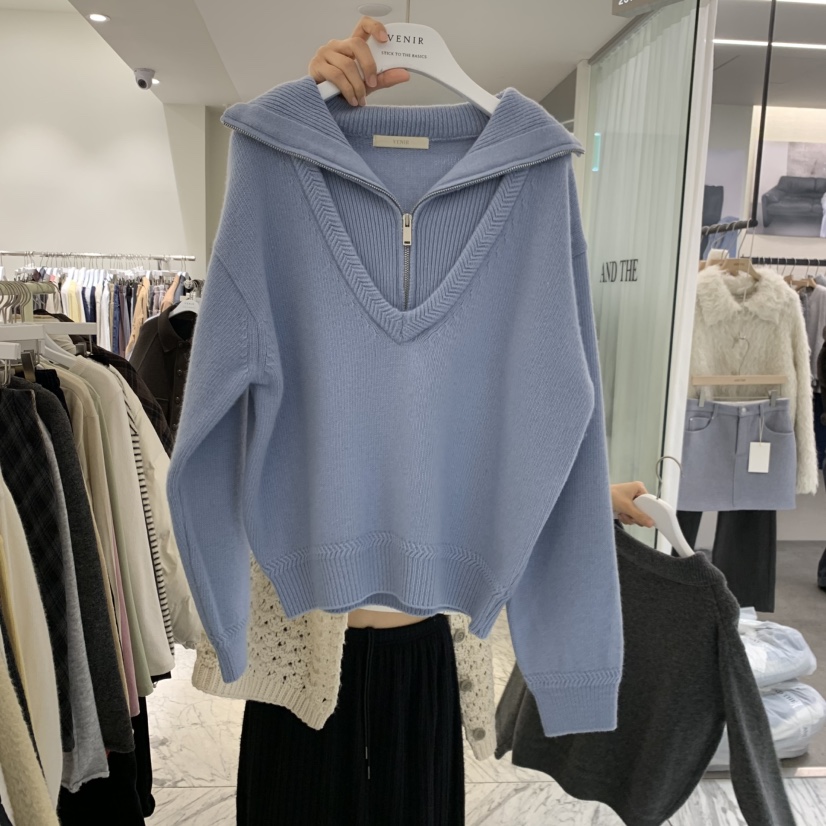 VENIR-A東大門實拍女裝新品人氣時尚推薦休閑毛衣假兩件VENIR-A毛衣圖色4