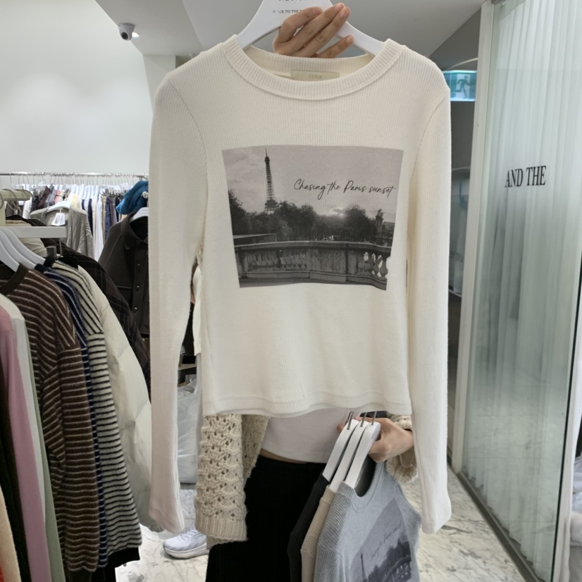 VENIR-A東大門直郵女裝新品推薦熱賣休閑時尚真品長袖T恤VENIR-A長袖T恤圖色1白