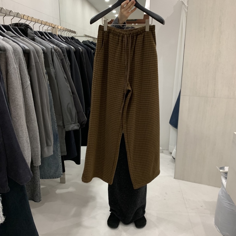 ETTER-B韓國代購女裝新款時尚人氣真品熱賣推薦休閑褲格子ETTER-B休閑褲圖色3焦糖