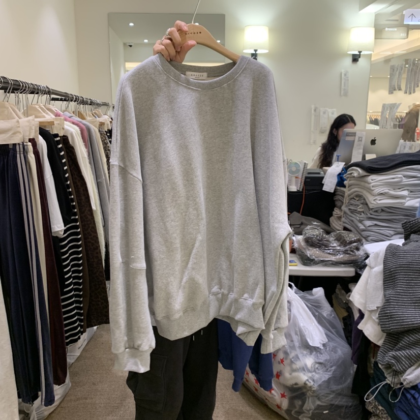 BREEZE韓國代購女士新品休閑真品人氣熱賣衛衣加絨抓絨短款BREEZE衛衣圖色2灰