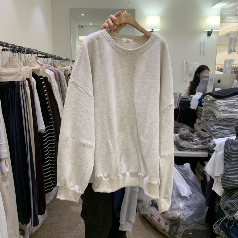 BREEZE韓國代購女士新品休閑真品人氣熱賣衛衣加絨抓絨短款BREEZE衛衣圖色3燕麥