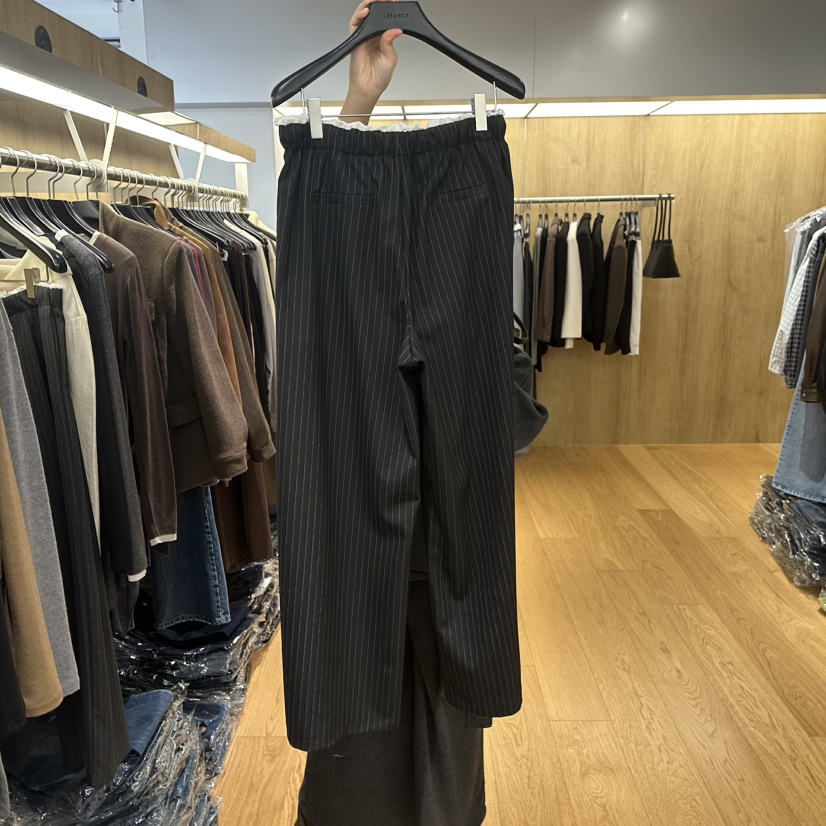 LEFANCY韓國代購女裝新品人氣熱賣時尚真品推薦休閑褲褶邊LEFANCY休閑褲