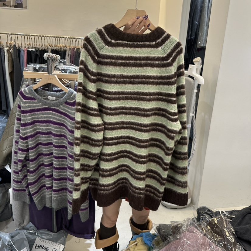 BAGUETTE-P韓國代購女士新品休閑真品熱賣時尚人氣毛衣條紋BAGUETTE-P毛衣