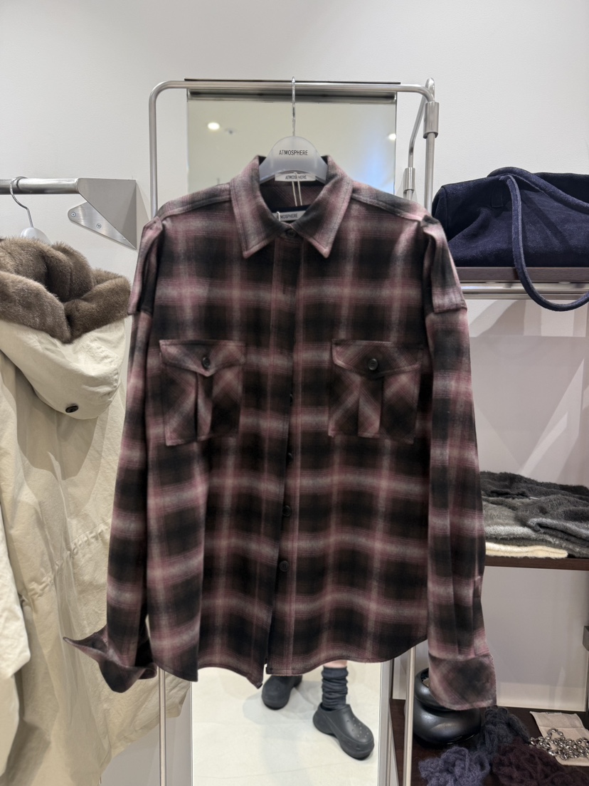 ATMOSPHERE東大門代購女士新品時尚真品熱賣襯衫蕾絲衫格子ATMOSPHERE襯衫/蕾絲衫圖色2粉色