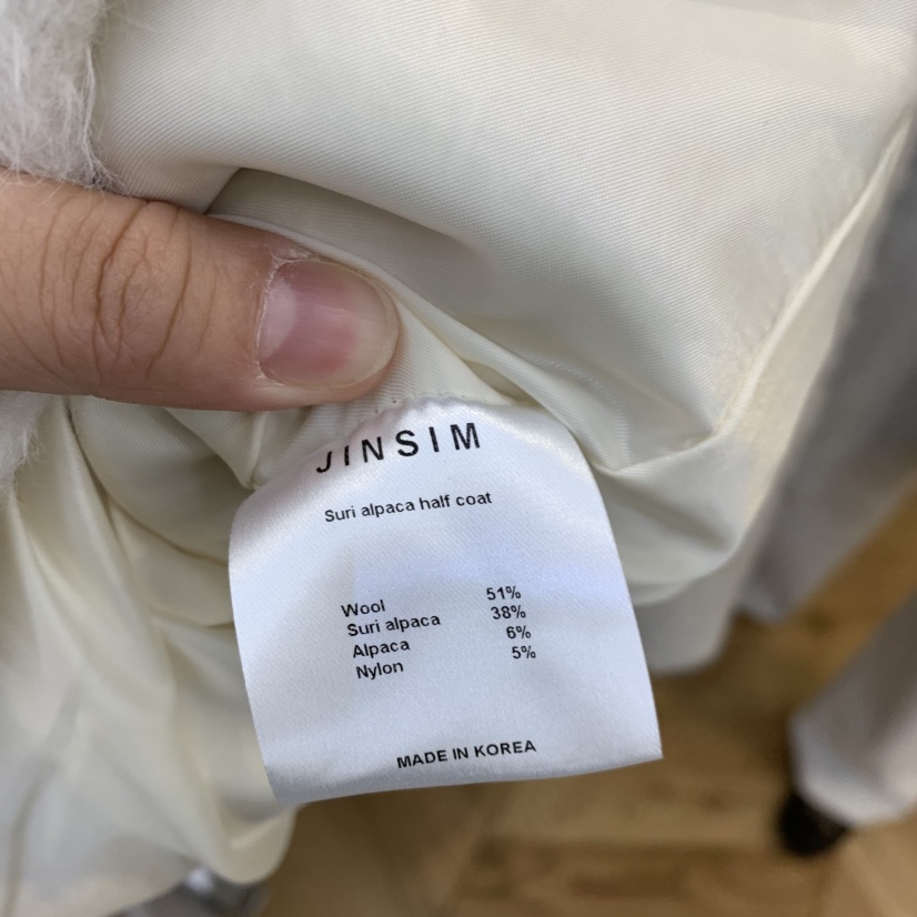 JINSIM韓國代購女士新品推薦真品中長款大衣羊駝毛含腰帶JINSIM中長款大衣