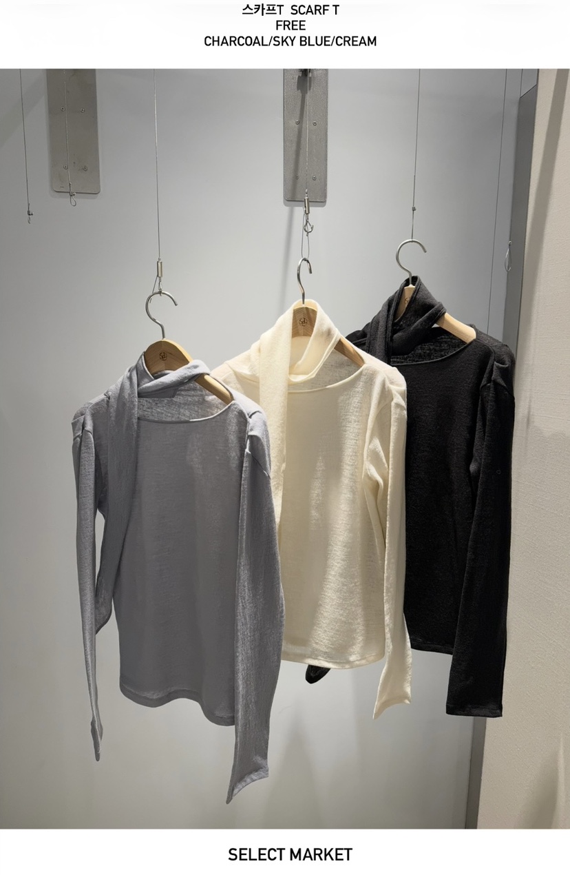 SELECT MARKET東大門代購女裝新品人氣真品熱賣長袖T恤圍巾SELECT MARKET長袖T恤