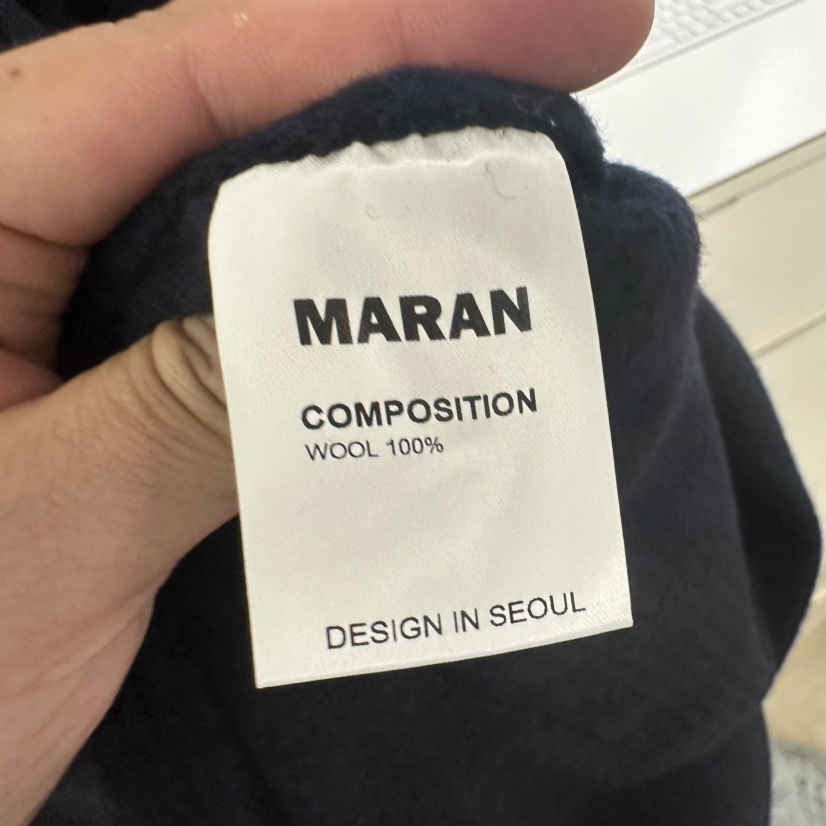 MARAN-P韓國直郵女裝新款推薦真品熱賣休閑中長款大衣手工MARAN/GRMS中長款大衣