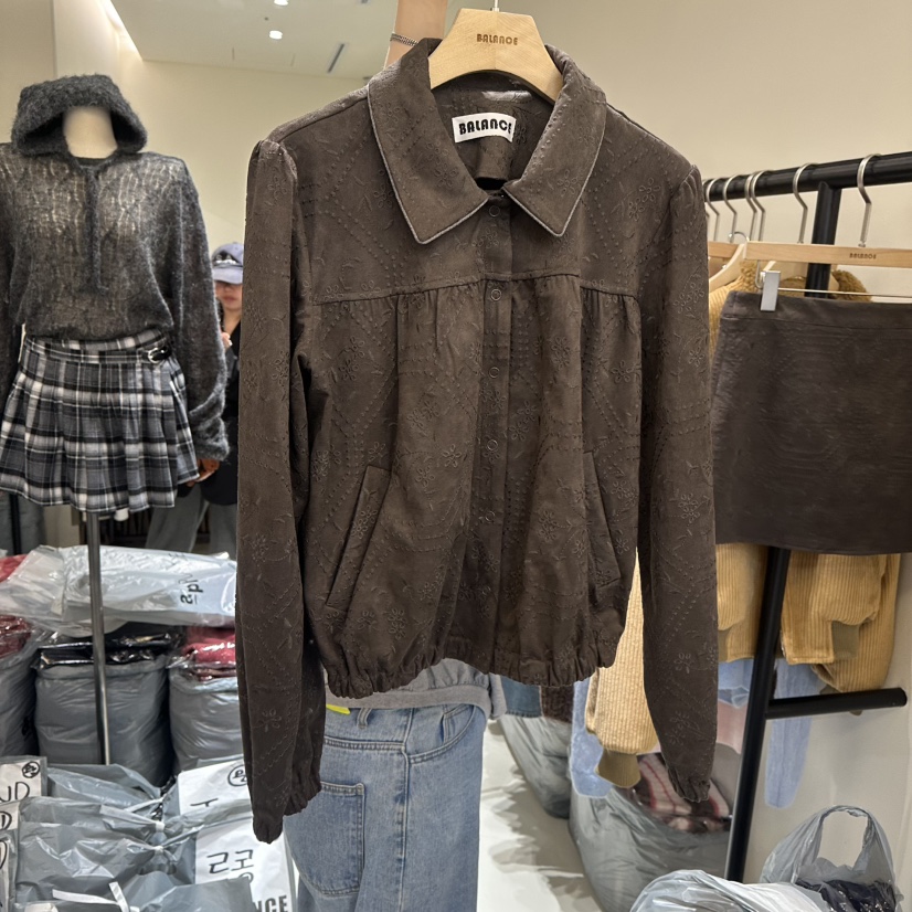 BALANCE韓國直郵女士新品時尚休閑推薦熱賣人氣夾克刺繡絨BALANCE夾克圖色2