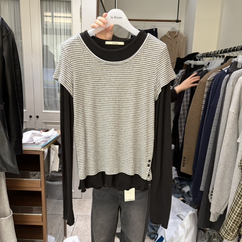 LE AHICON韓國代購女士新款推薦熱賣時尚休閑真品套裝條紋Le Ahicon套裝圖色3