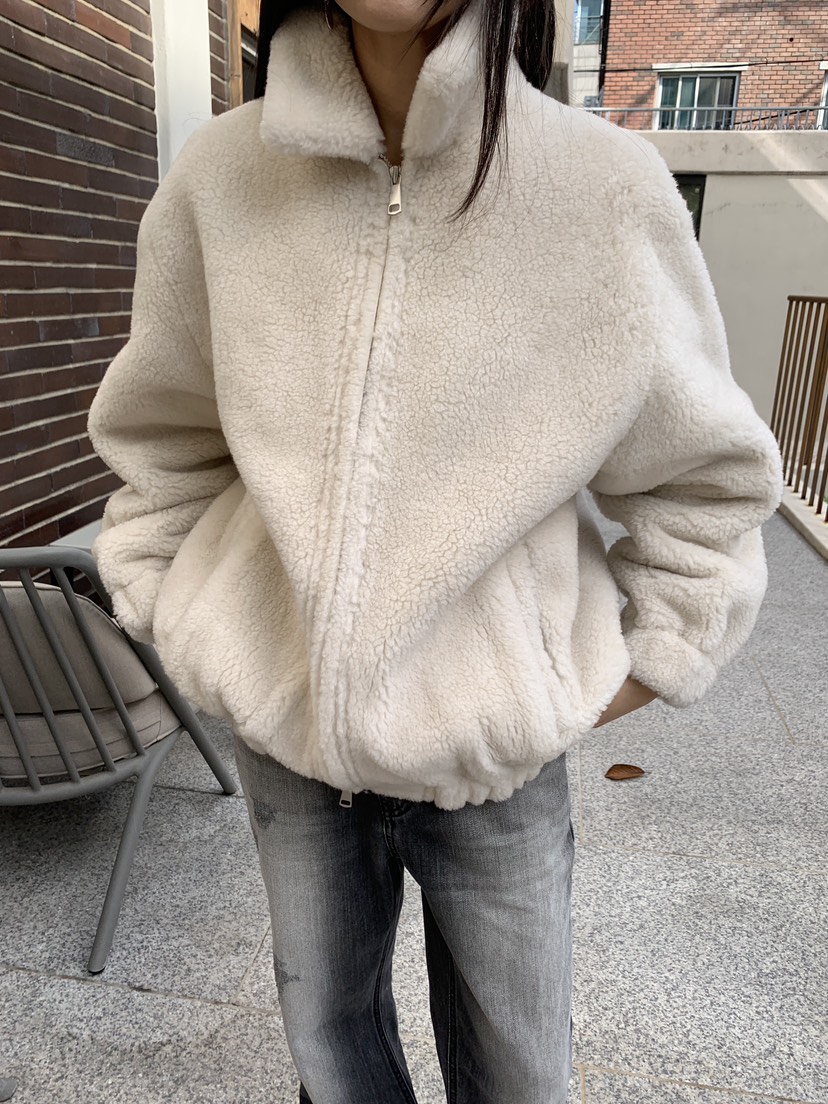 BAKING POWDER韓國代購26秋季翻領毛絨短外套短款大衣拉鏈開合BAKING POWDER短款大衣