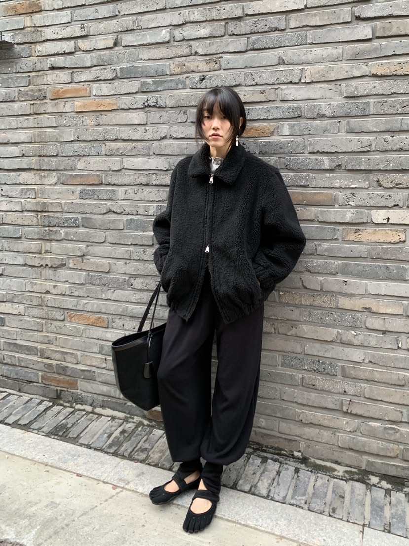 BAKING POWDER韓國代購26秋季翻領毛絨短外套短款大衣拉鏈開合BAKING POWDER短款大衣