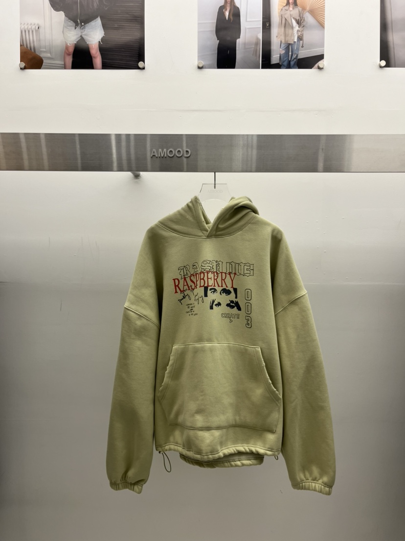 AMOOD東大門實拍26秋季加絨連帽衛衣連帽衫加絨口袋抓絨抽繩柔AMOOD衛衣圖色1