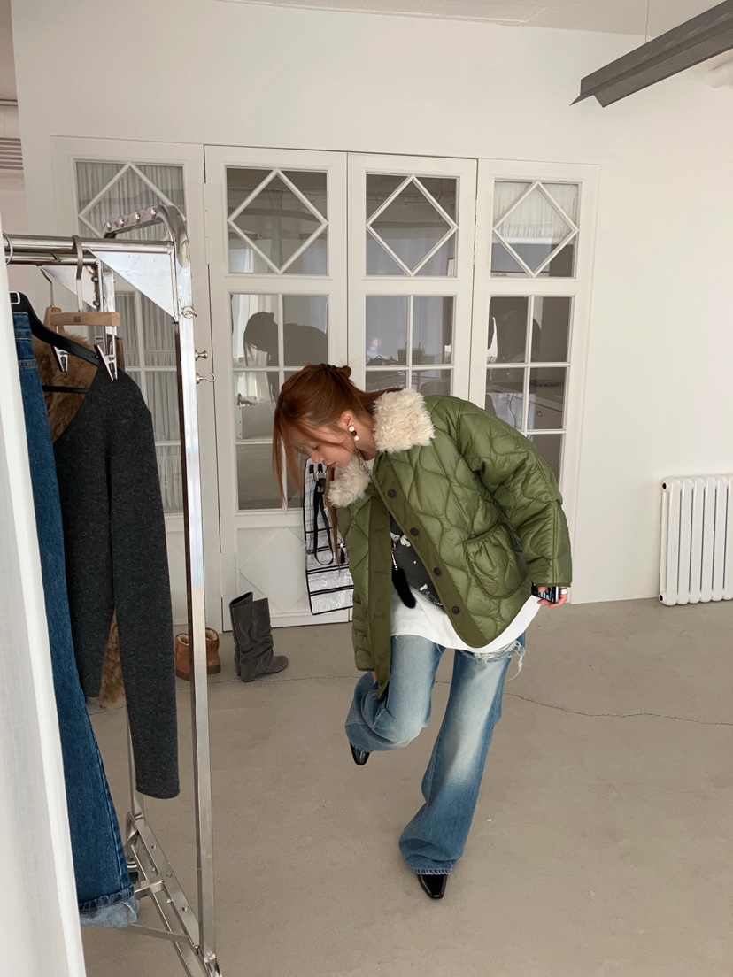 MADE-P東大門代購26秋季毛領絎縫棉服短款棉服可拆領子可拆卸MADE-P短款棉服