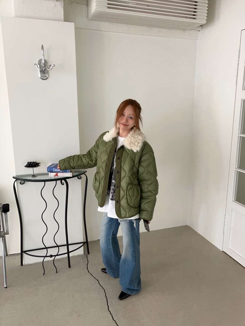MADE-P東大門代購26秋季毛領絎縫棉服短款棉服可拆領子可拆卸MADE-P短款棉服
