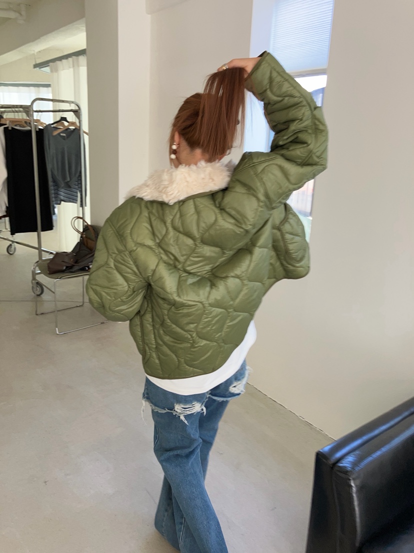 MADE-P東大門代購26秋季毛領絎縫棉服短款棉服可拆領子可拆卸MADE-P短款棉服