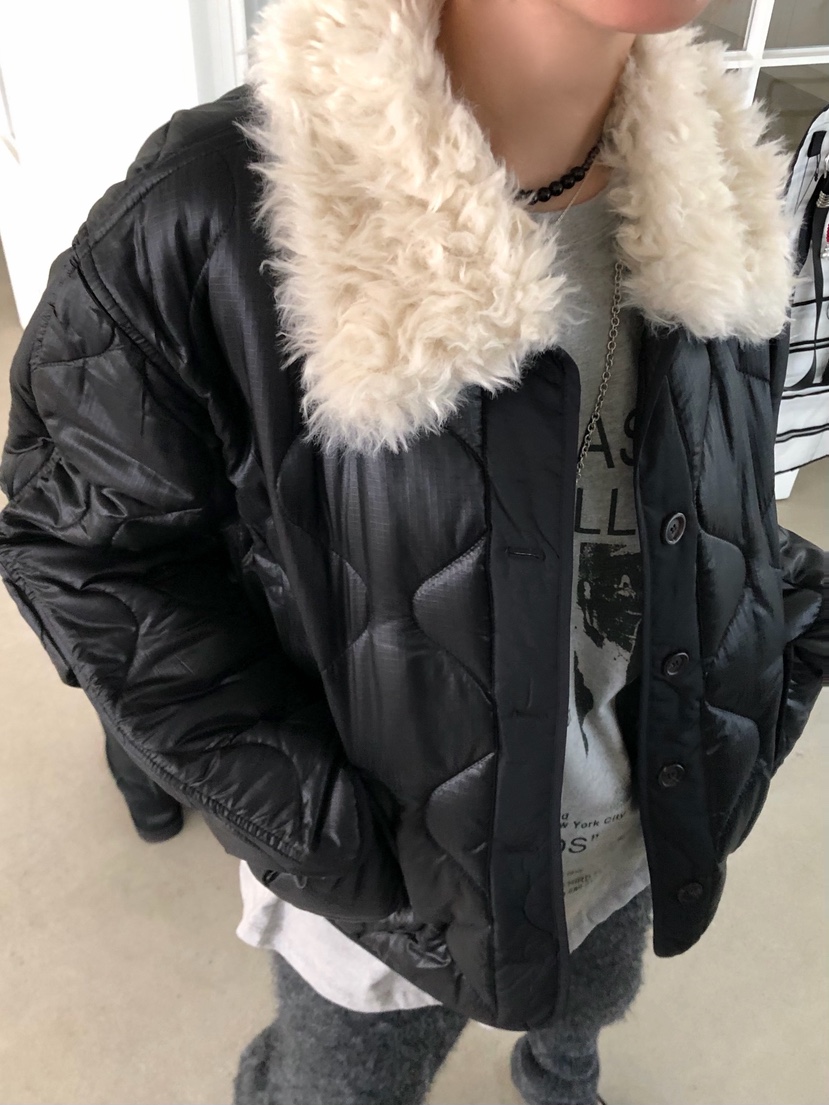 MADE-P東大門代購26秋季毛領絎縫棉服短款棉服可拆領子可拆卸MADE-P短款棉服