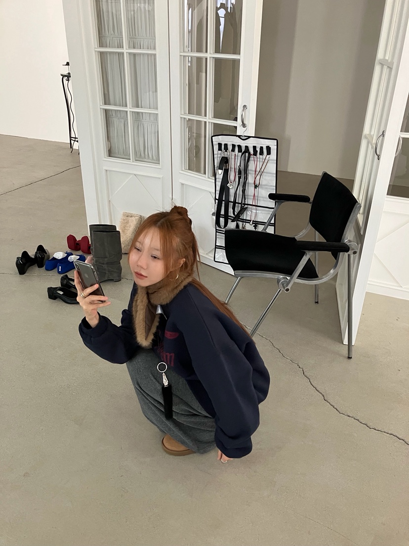 MADE-P東大門實拍26秋冬復古印花圓領落肩衛衣落肩MADE-P衛衣