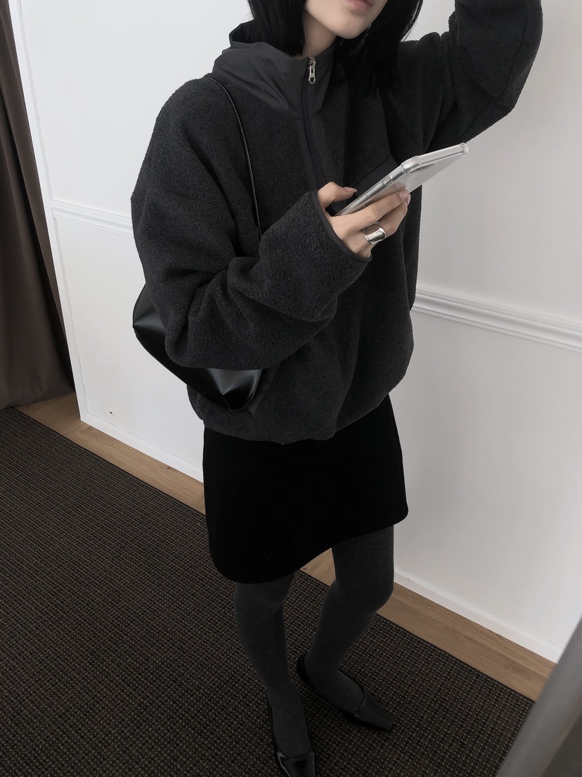 LE BUTTER韓國代購26秋季半拉鏈抓絨立領衛衣半拉鏈防風衣立領LE BUTTER衛衣