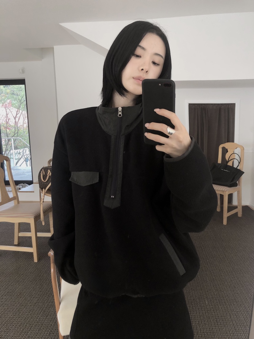 LE BUTTER韓國代購26秋季半拉鏈抓絨立領衛衣半拉鏈防風衣立領LE BUTTER衛衣