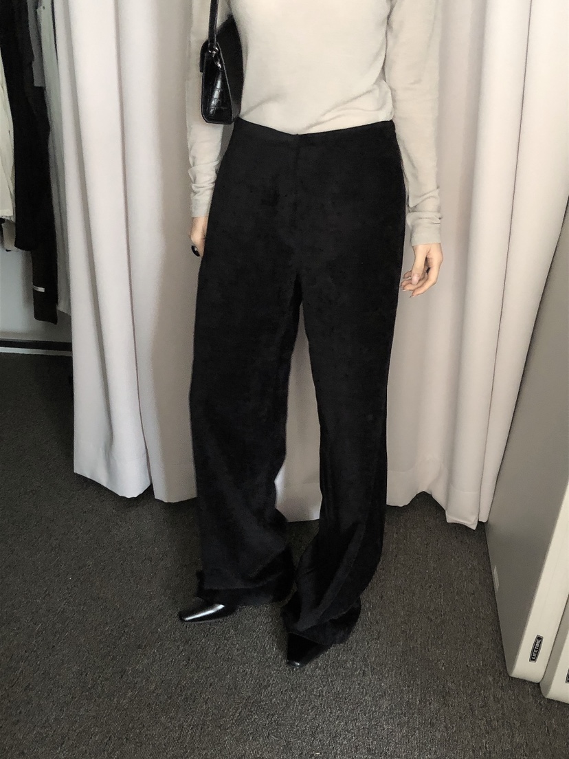 LE BUTTER韓國代購26秋冬高腰燈芯絨闊腿褲休閑褲天鵝絨直筒高LE BUTTER休閑褲