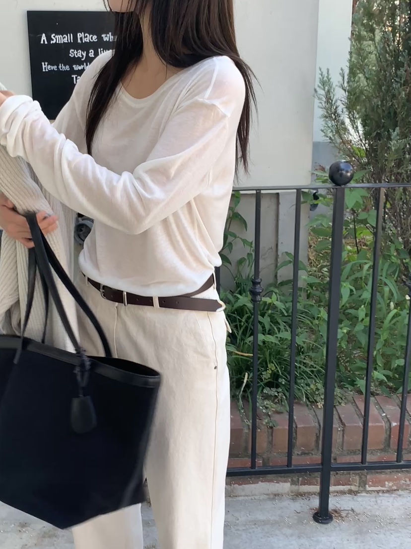 LO GARDEN東大門代購26秋季寬松圓領長袖T恤落肩圓領寬松LO GARDEN長袖T恤