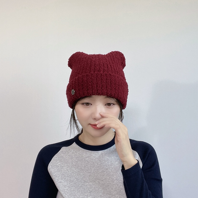 LOVELY HAT東大門代購26秋季可愛貓耳毛絨針織帽帽子LOVELY HAT帽子