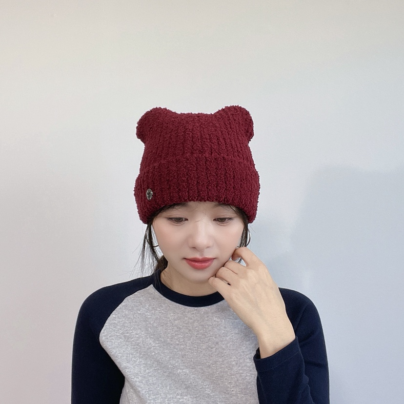 LOVELY HAT東大門代購26秋季可愛貓耳毛絨針織帽帽子LOVELY HAT帽子