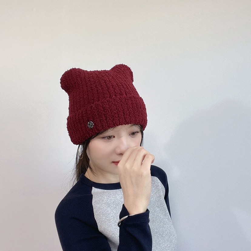LOVELY HAT東大門代購26秋季可愛貓耳毛絨針織帽帽子LOVELY HAT帽子