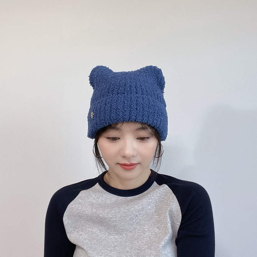 LOVELY HAT東大門代購26秋季可愛貓耳毛絨針織帽帽子LOVELY HAT帽子