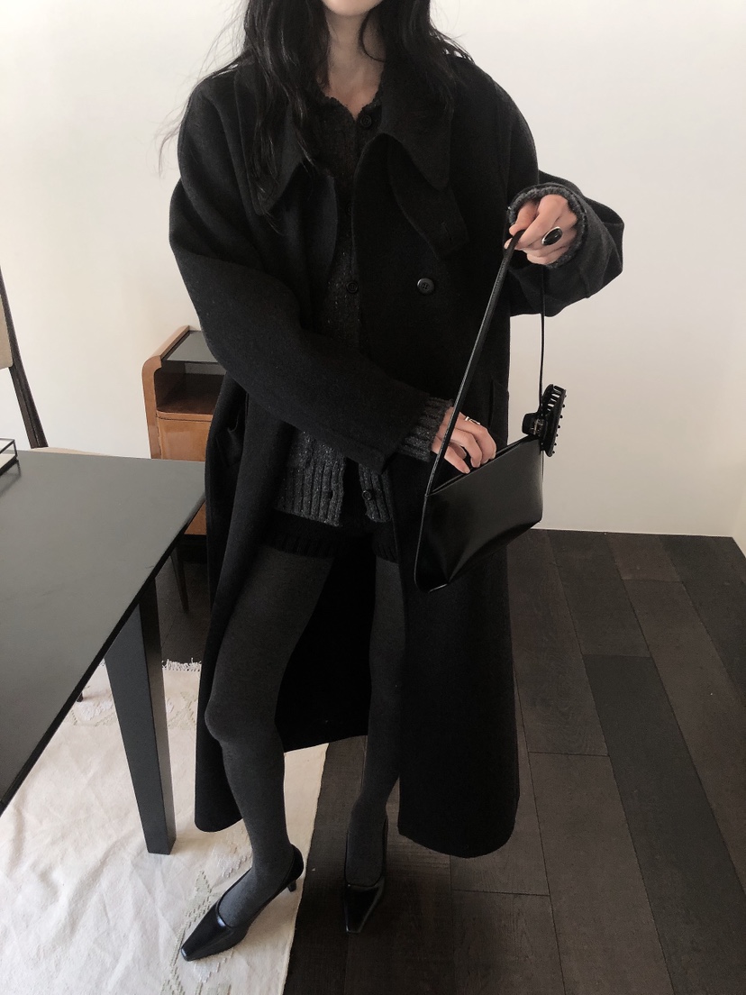 LE BUTTER韓國直郵26秋冬立領毛呢大衣中長款大衣手工制品單排LE BUTTER中長款大衣