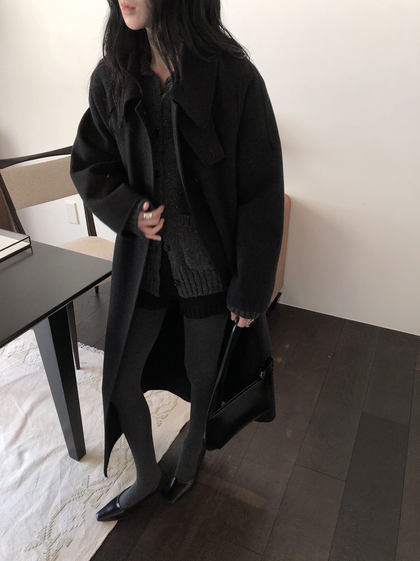 LE BUTTER韓國直郵26秋冬立領毛呢大衣中長款大衣手工制品單排LE BUTTER中長款大衣