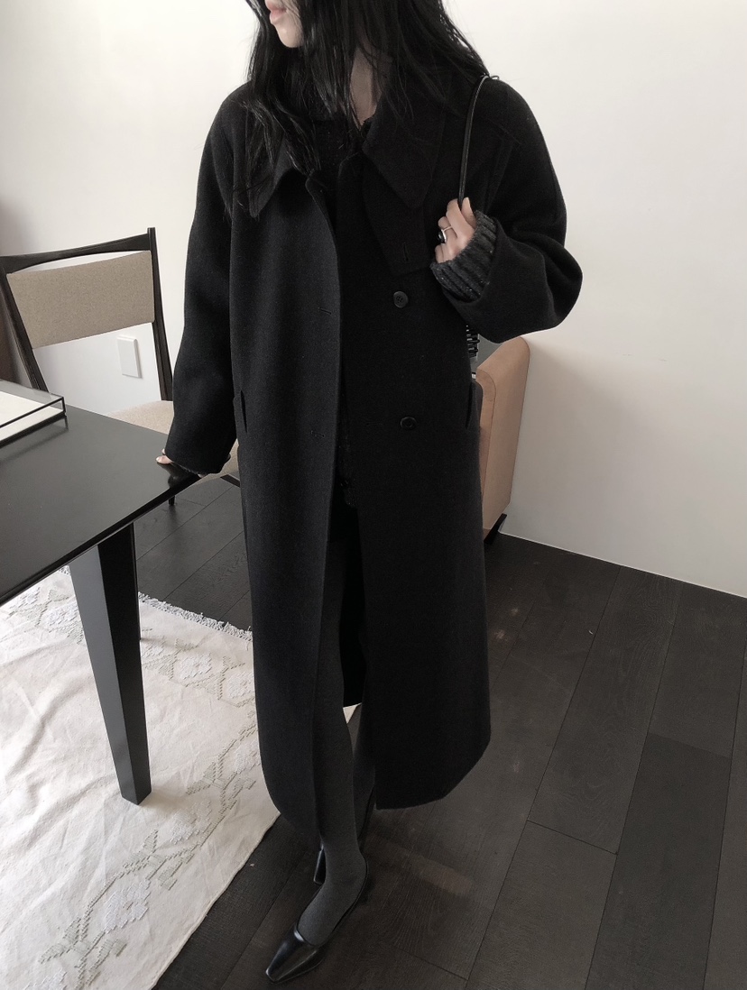 LE BUTTER韓國直郵26秋冬立領毛呢大衣中長款大衣手工制品單排LE BUTTER中長款大衣圖色2