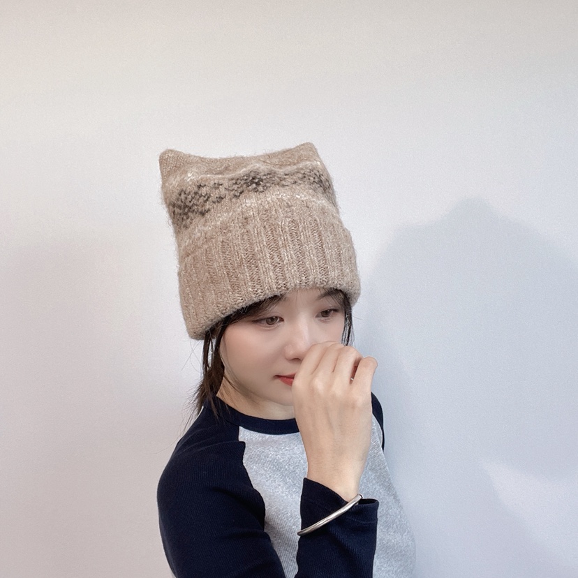 LOVELY HAT東大門實拍26秋冬貓耳針織帽 秋冬保暖帽子LOVELY HAT帽子