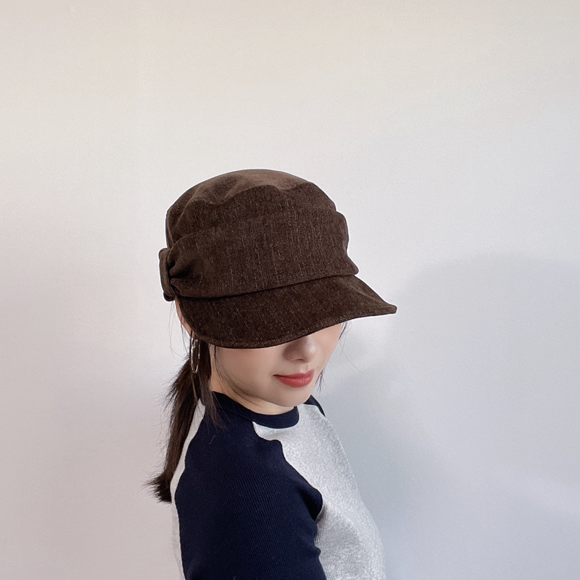 LOVELY HAT韓國直郵26秋冬褶皺裝飾鴨嘴帽帽子褶皺LOVELY HAT帽子