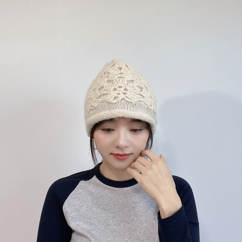 LOVELY HAT韓國代購26秋冬立體鉤花針織冷帽帽子鏤空LOVELY HAT帽子
