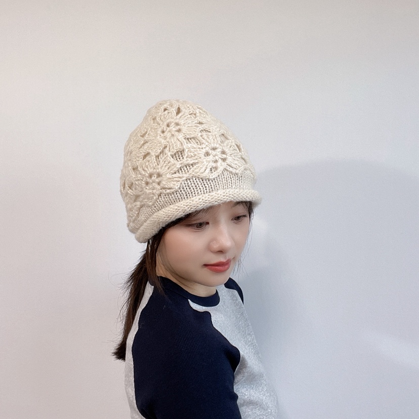 LOVELY HAT韓國代購26秋冬立體鉤花針織冷帽帽子鏤空LOVELY HAT帽子
