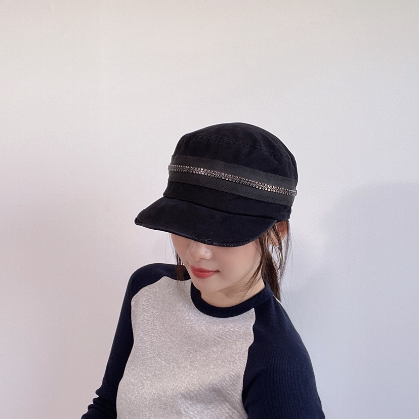 LOVELY HAT韓國直郵26秋冬個性鉚釘鏈條鴨嘴帽帽子LOVELY HAT帽子